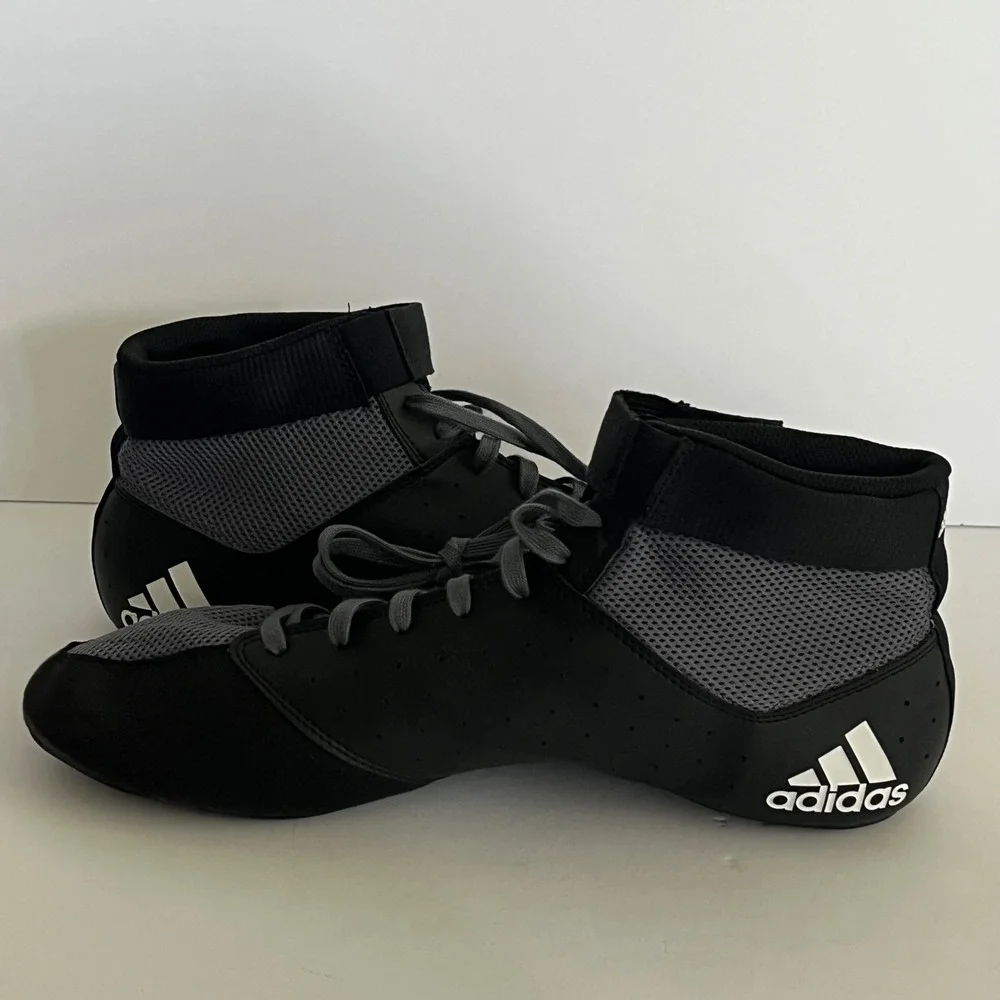 Adidas Mat Hog 2.0 Wrestling Shoes Men's 11.5 Black Gray White Athletic FZ5391